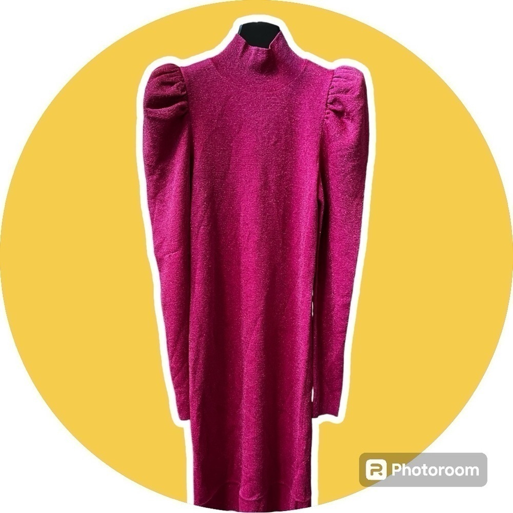 Alice and Olivia Issa Turtleneck Puff Sleeve Dress - Picture 4 of 5